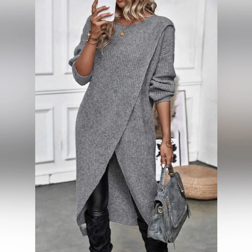 Luxe black wrap hem sweater
